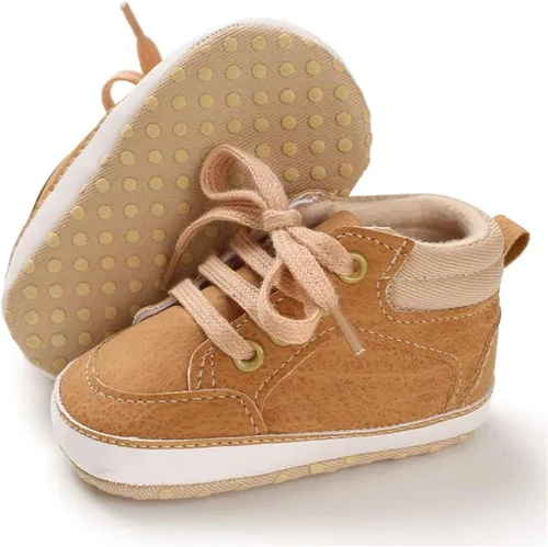 BENHERO Baby Girls Boys PU Leather Shoes Toddler Infant First Walker Soft Sole High-Top Ankle Sneakers Newborn Crib Shoes