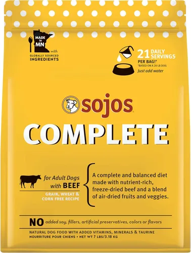 Mezcla de comida para perros Sojos Complete, natural, sin cereales, seca y cruda, liofilizada
