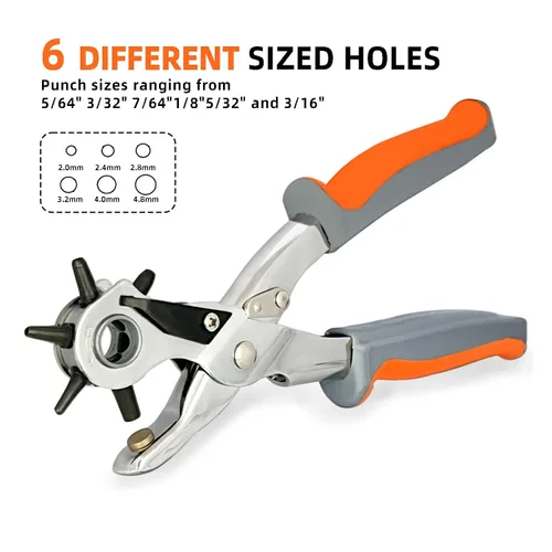 Miniatura 2 de Perforadora de cuero resistente, perforadora de agujeros de varios tamaños para cuero, cinturón, correas de reloj, silla de montar, tarjetas