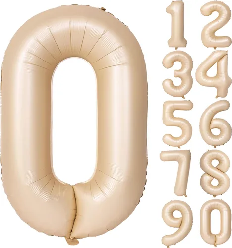 40 In Caramel color Birthday Number Balloons 0 Helium Foil Mylar Balloon Birthday Party Decorations Suitable For Boys' And Girls' Birthday Parties