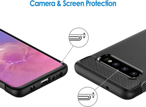 Miniatura 6 de JETech Funda delgada para Samsung Galaxy S10, funda delgada con absorción de golpes y diseño de fibra de carbono (negro)