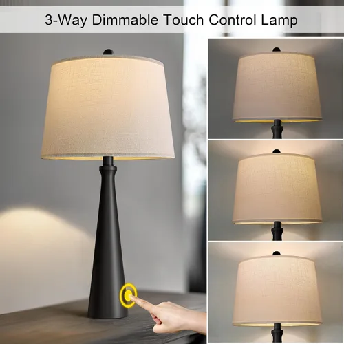 Miniatura 3 de Oneach Lámparas de mesa de 25.75 pulgadas para sala de estar, lámpara de noche regulable de 3 vías, con control táctil regulable de 3 vías, moderna