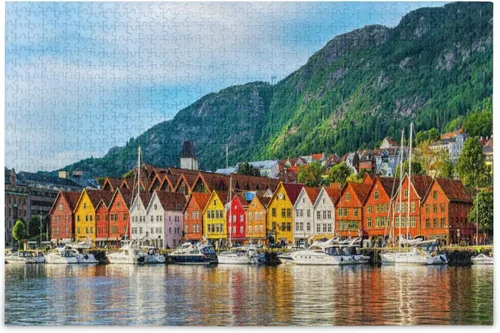 Miniatura 20 de Bergen Norway House Lake Mountain - Rompecabezas de 1000 piezas para adultos, regalos de bricolaje Multi 11