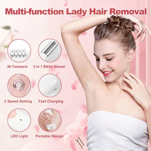 Miniatura 2 de Depiladora para mujer, depilación 2 en 1 para la cara de las mujeres, dispositivo removedor de pelo recargable, depiladora de deslizamiento suave