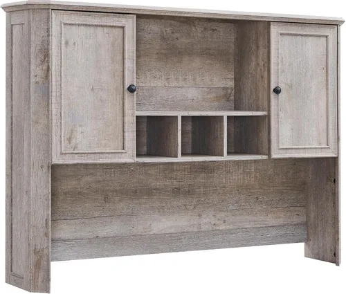 Miniatura 15 de T4TREAM - Escritorio ejecutivo de 59" estilo granja con estante superior, escritorio de madera para oficina en casa, con bandeja para teclado