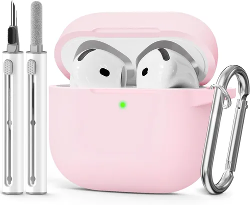 Miniatura 35 de Funda para AirPods 4 2024, viene con kit de limpieza, funda protectora de silicona suave para fundas Apple AirPods de 4ª generación con llavero