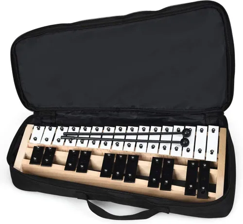 Miniatura 6 de Giantex Kit de campana de percusión Glockenspiel de 30 notas con estuche de transporte, almohadilla de práctica, soporte de altura ajustable, mazos
