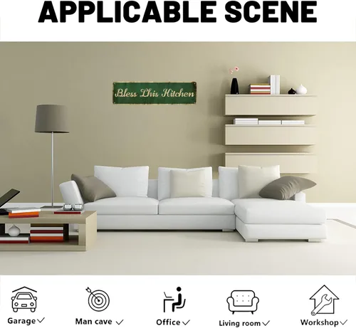 Miniatura 6 de Mukuko Letrero decorativo de pared para sala de estar – Bless This Kitchen – Letreros de decoración de pared familiar para cocina, dormitorio