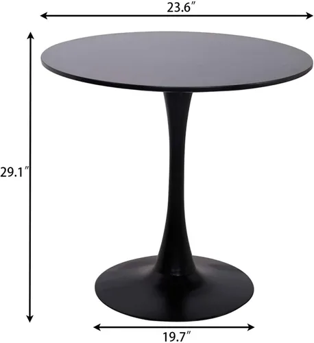 Miniatura 7 de Mesa de comedor redonda pequeña de 24 pulgadas para 2-4 personas, mesa de tulipanes de madera moderna de mediados de siglo para cocina, sala de Negro
