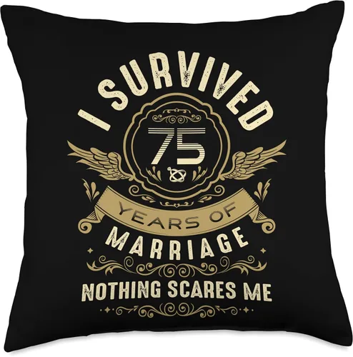 Miniatura 5 de I Survived 75 Years of Marriage Nothing Scares Me - Almohada de 16 x 16 pulgadas, multicolor
