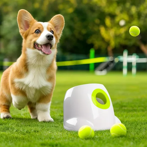 Miniatura 10 de ALL FOR PAWS Lanzador automático de bolas para perros, juguetes interactivos para perros, incluye 6 pelotas de tenis para perros grandes