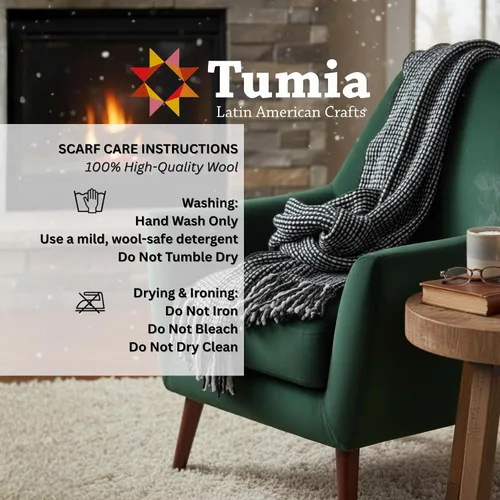 Miniatura 23 de Tumia LAC - Bufanda de lujo extra larga gruesa a rayas - Hecho a mano y muy cálido - Unisex