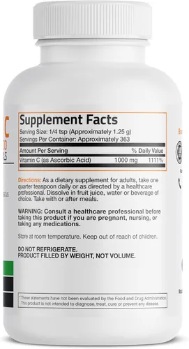 Miniatura 2 de Vitamina C en polvo, pura absorción, ácido soluble de Bronson Labs, 1