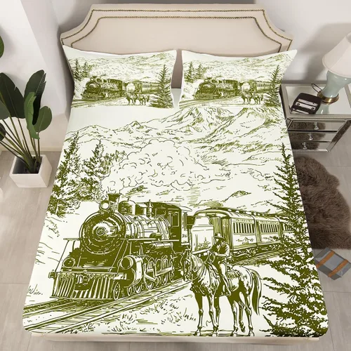 Miniatura 18 de Erosebridal Sábana bajera ajustable de vaquero, tamaño individual, desierto salvaje oeste americano, ilustración dibujada a mano, para decoración