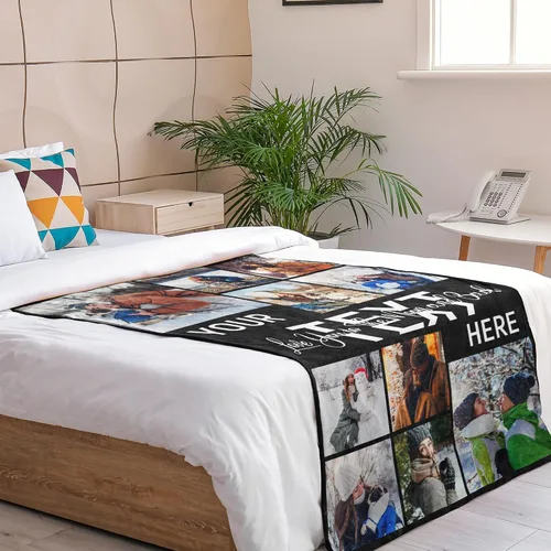 Miniatura 3 de DITKST - Mantas personalizadas con fotos y texto, collage hechas en Estados Unidos, mantas personalizadas con fotos, regalos de cumpleaños, Navidad