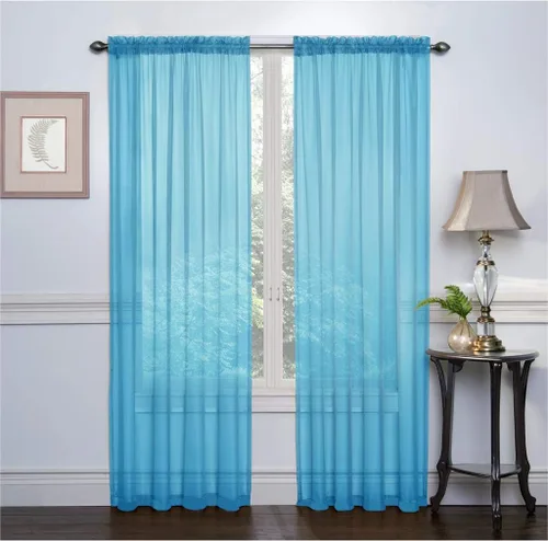 RUTHYS TEXTILE 2 paneles de cortinas transparentes de gasa con bolsillo para barra, para dormitorio y sala de estar, 54 x 84 pulgadas de largo,