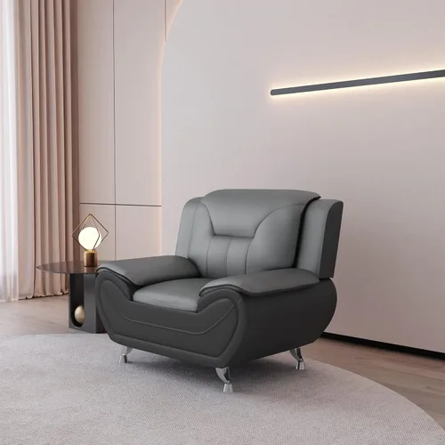 Miniatura 11 de Container Furniture Direct Silla y sofá de piel sintética de estilo moderno con reposabrazos extra cómodos, ideal para sala de estar, dormitorio u
