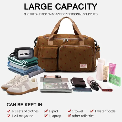 Miniatura 410 de Pequeña bolsa de gimnasio para mujer, bolsa de viaje con compartimento para zapatos
