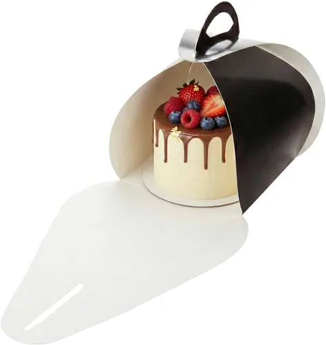 Miniatura 6 de Restaurantware Ingenero - Cajas para pasteles de 6.5 pulgadas con asas, 100 loncheras con asa integrada, forro resistente a la grasa para postres