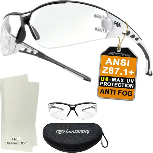 Miniatura 18 de HTS HUNTERSKY Gafas de seguridad de tiro envolventes U6 transparentes, antiniebla y antiarañazos, ligeras y súper flexibles con ANSI Z87.1