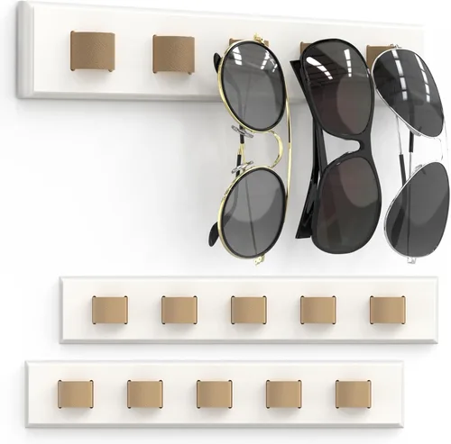 Durmmur Paquete de 3 Organizador de Gafas de Sol, Organizador de Gafas de Sol Montado en la Pared, Soporte de Madera para Gafas Soporte de Gafas de
