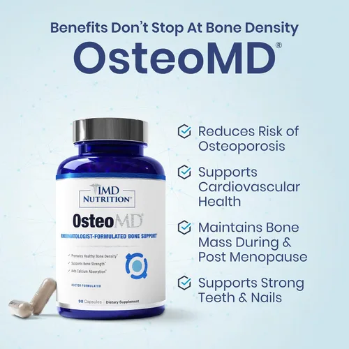 Miniatura 8 de 1MD OsteoMD para apoyo integral óseo con hidroxiapatita de calcio, vitamina D3 y K2 90 cápsulas