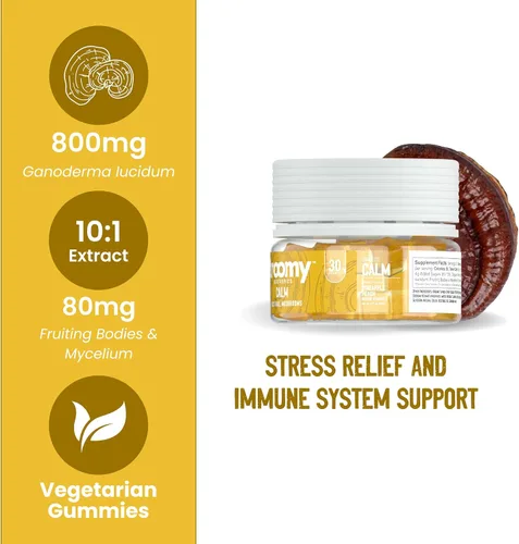 Miniatura 4 de Tspacious - Gomitas calmantes Reishi con sabor natural a piña y melocotón, sin gelatina, sin gluten y vegetarianas, 30