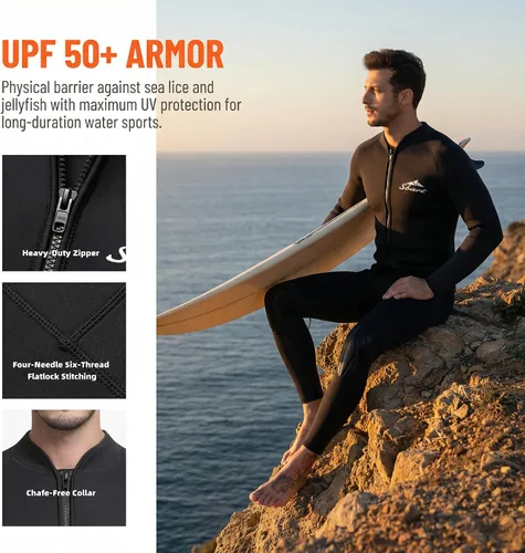 Miniatura 3 de Sbart Traje de neopreno prémium de 0.069 pulgadas para hombre, chaqueta superior de dos piezas + pantalones, mantiene el calor y comodidad, traje