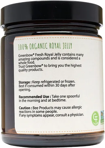 Miniatura 3 de Greenbow Jalea real orgánica fresca, 100% certificada por USDA, sin OMG, Halal, certificada GMP, pura, sin gluten, una de las más empaquetadas