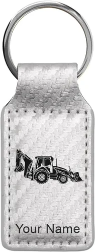 Miniatura 43 de LaserGram Llavero rectangular, retroexcavadora, grabado personalizado incluido