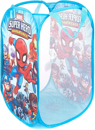 Miniatura 2 de Jay Franco Marvel Super Hero Adventures Cesta Emergente - Cesta/Bolsa de Lavandería de Malla con Asas Duraderas - Presenta a Spiderman, Iron Man
