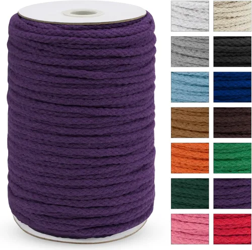 JeogYong - Cuerda de macramé trenzada 5mm x 295 pies, cuerda de algodón trenzada de 8 hebras natural, cuerda de cordón de dibujo colorida para