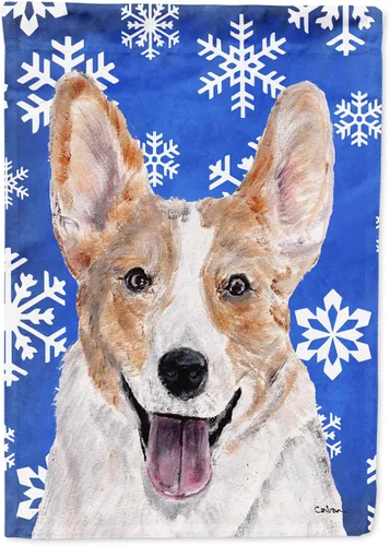 Miniatura 167 de Caroline's Treasures SC9374GF Bulldog English Snow flakes Holiday Garden Flag Buzón Bandera decorativa para patio exterior, patio, obras de arte