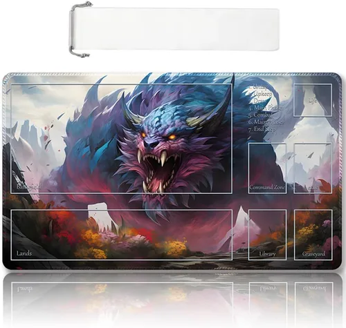 Miniatura 64 de Tapete de juego MTG cosido de alta calidad con zonas y parte trasera de goma antideslizante, tapete de juego TCG para MTG y otros juegos de cartas