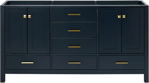 Miniatura 39 de ARIEL Cambridge - Mueble base de tocador de baño de 36 pulgadas, madera maciza, 2 puertas de cierre suave, 5 cajones de cola de milano