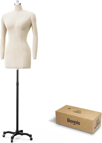 Miniatura 8 de Bonnlo Maniquí de costura femenino, talla 14, forma de vestido para exhibición y diseño a medida, torso ajustable en altura con base de metal