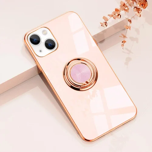 Miniatura 26 de Compatible con iPhone 11 Kickstand, anillo de rotación de 360 grados integrado con borde de oro rosa brillante que funciona con soporte magnético