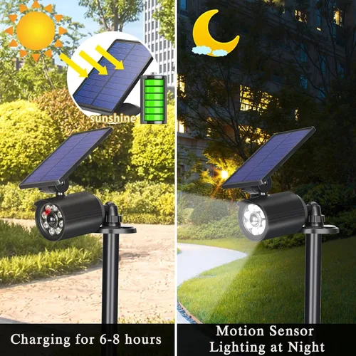 Miniatura 4 de Luces solares con sensor de movimiento para exteriores, IP67, impermeable, 360°, giratorio, energía solar, luces de inundación para graneros