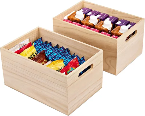 Sorbus Cajas de madera sin terminar, contenedores organizadores, caja de madera para almacenamiento organizador de despensa, armario, artes y