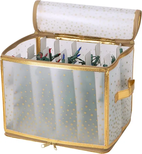 Miniatura 15 de Simplify Organizador de adornos de 27 unidades Dorado Capacidad para 27 adornos Almacenamiento de Navidad Peso ligero Dimensiones: 12.2 x