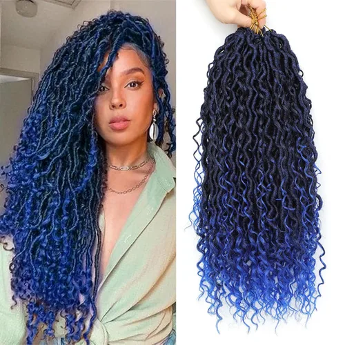 Miniatura 28 de 8 Paquetes de Rastas Falsas Bohemias de Ganchillo de 14 Pulgadas, Rastas Suaves de Ganchillo con Extremos Rizados, Pre-enrolladas, Cabello de 1B/27#