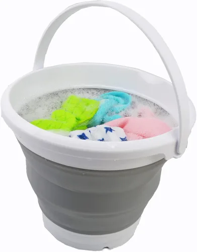 Miniatura 6 de SAMMART Cubo de plástico plegable de 5.5 L (1.4 galones) con tapa, bañera redonda plegable con tapa, cubo de agua portátil para pesca, maceta