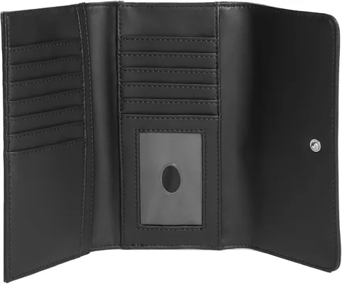 Miniatura 3 de GUESS Cartera delgada Saffiano con logotipo de Abree, Estampado negro floral