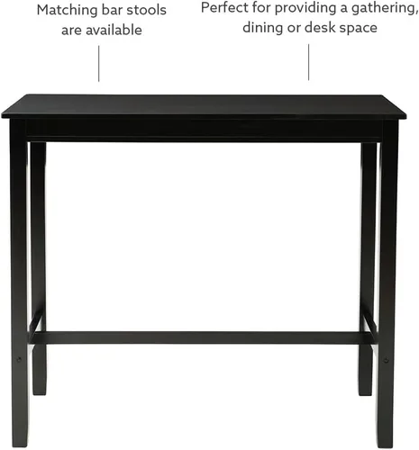 Miniatura 11 de Linon Claridge - Mesa de bar negra de 36 pulgadas de altura