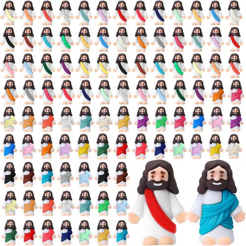 Bememo 100 piezas de juguetes de Jesús pequeño Jesús figura miniatura muñeca para ocultar y buscar regalos religiosos clásicos para rellenar huevos