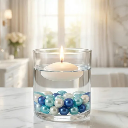 Miniatura 4 de 140 perlas sin agujero para relleno de jarrón y jarrón, cuentas de perlas para jarrones, centros de mesa, velas, centros de mesa, soporte de azul