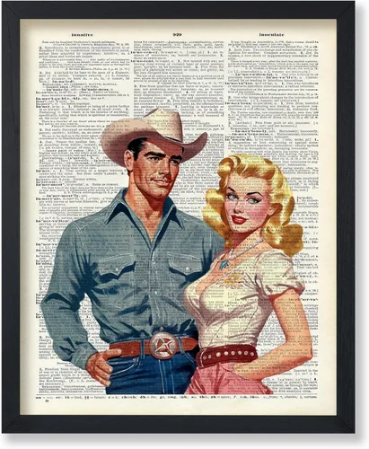 Miniatura 8 de Poster Master Póster de diccionario – Estampado retro de vaquero y caballo – Obra de arte del salvaje oeste – Diseño occidental – Arte moderno