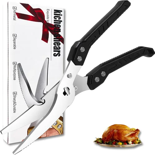Tijeras de cocina resistentes para aves de corral, tijeras profesionales de alimentos para pollo, cortar carne cruda y huesos de aves de corral,