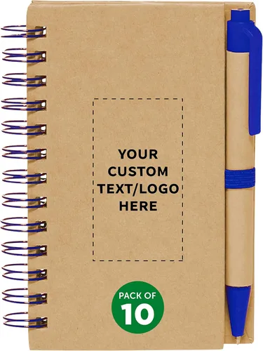 Miniatura 3 de DISCOUNT PROMOS Juego de 1 mini cuadernos en espiral personalizados con bolígrafos de tinta negra, paquete personalizado a granel, perfecto
