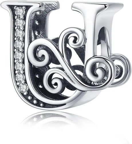Miniatura 109 de BETTY&SARAH dije de plata esterlina 925 con forma de letra, para pulseras Pandora, letra del alfabeto, joya, regalo para mujer
